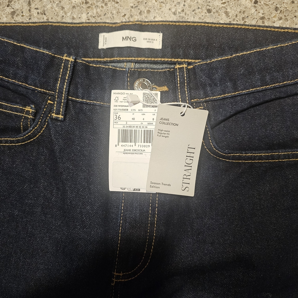 Mango Women's Straight Jeans - Dark Blue